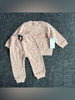 NWT PL Baby Girls Pink Spotted Outfit Set Size 9 Months